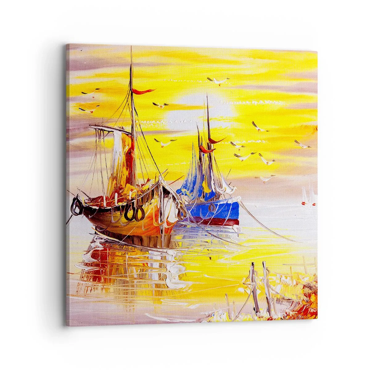 Impression sur toile - Image sur toile - Un repos bien mérité au port - 70x70 cm