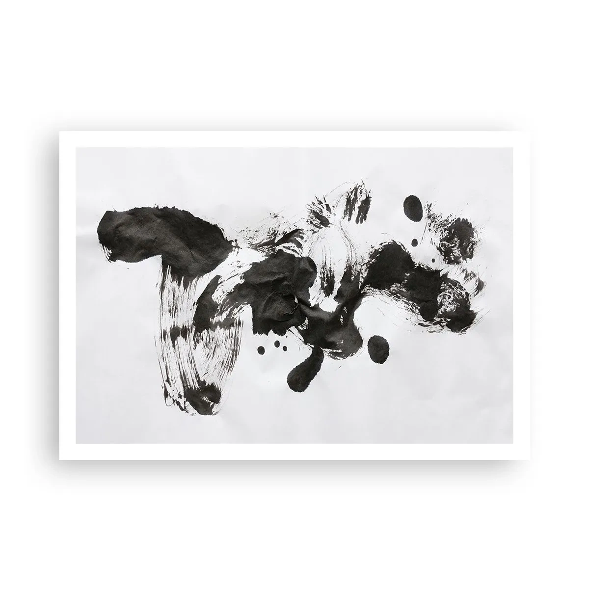 Affiche - Poster - Composition abstraite de taches noires sur fond blanc - 100x70cm - De la méthode dans la folie ? - Décoration murale moderne pour le salon et la chambre ARTTOR