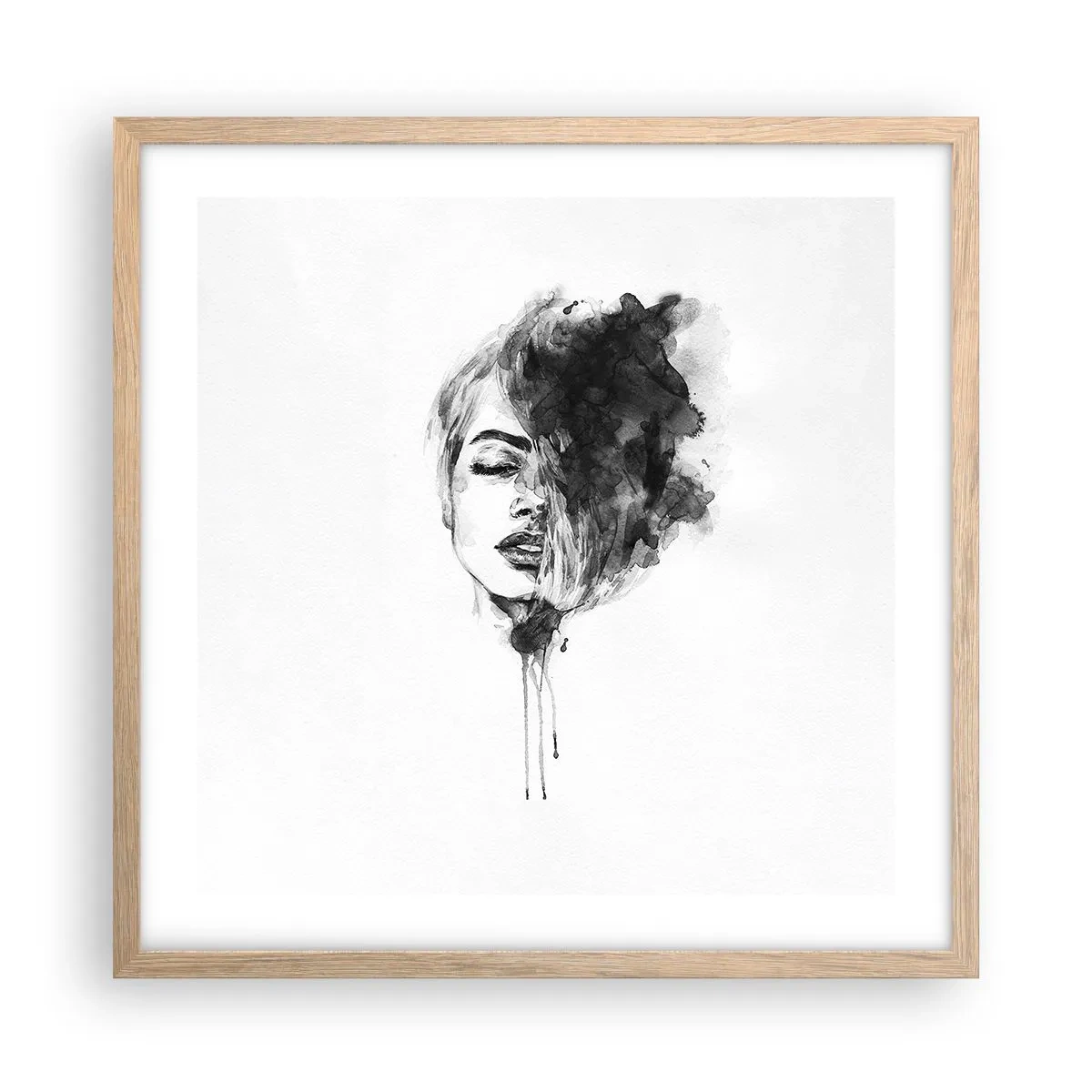 Affiche dans un chêne clair - Poster - De quoi rêve la fille - 50x50 cm