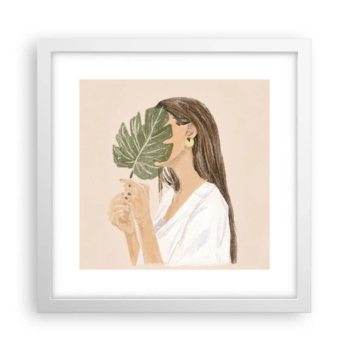 Affiche dans un cadre blanc - Poster - Portrait mystérieux avec un éventail - 30x30 cm