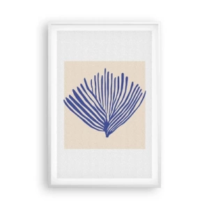 Affiche dans un cadre blanc - Poster - Éventail bleu - 61x91 cm