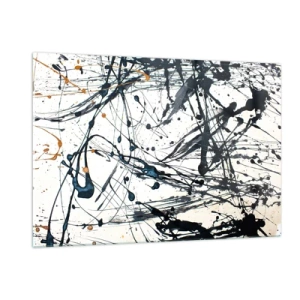 Impression sur verre - Image sur verre - Taches et lignes abstraites sur fond clair - 120x80cm - Ca a du sens ou ça n'en a pas ? - Décoration murale moderne pour le salon et la chambre ARTTOR