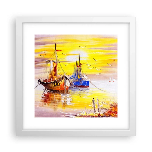 Affiche dans un cadre blanc - Poster - Un repos bien mérité au port - 30x30 cm