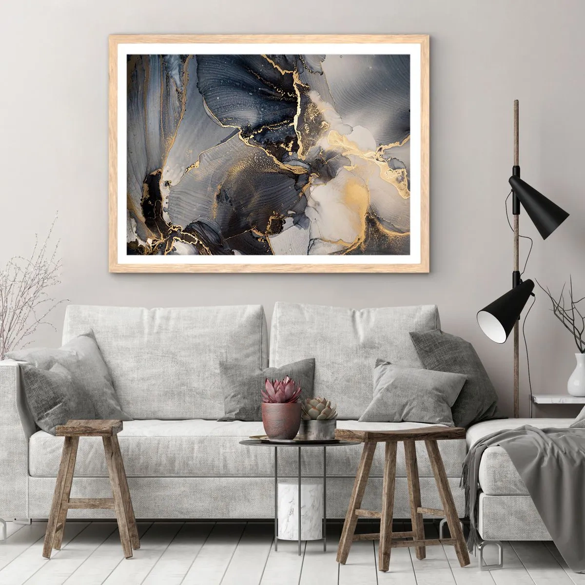 Affiche dans un chêne clair - Poster - La vie de la pierre - 100x70 cm