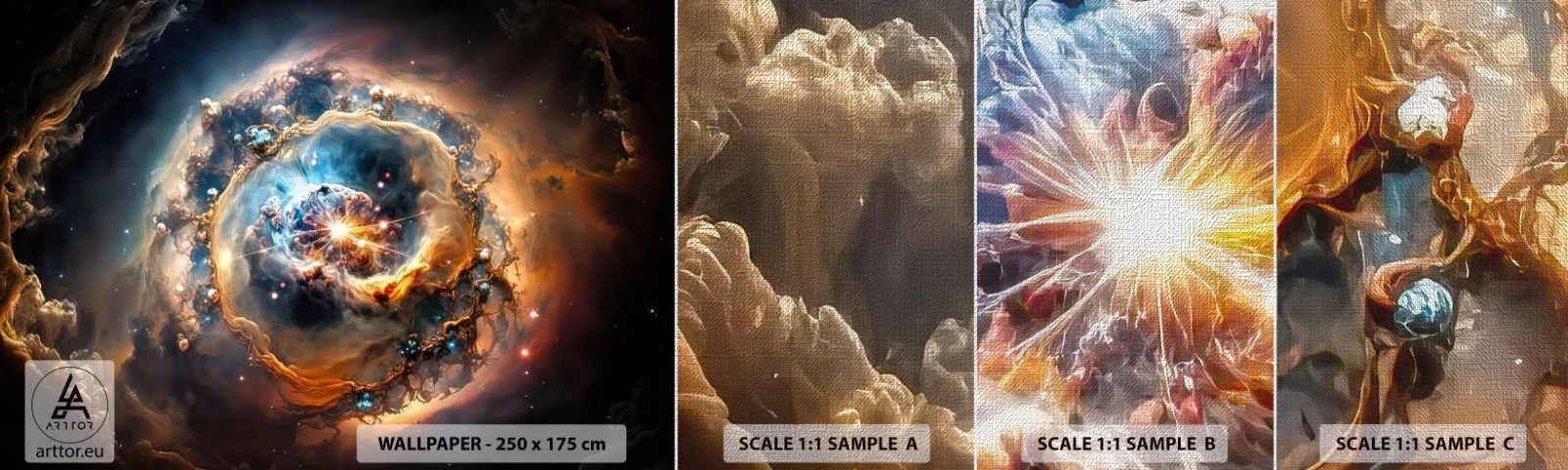 Échantillon de Papier Peint Premium Canvas - Le début - Univers, Cosmos, Galaxie - 100x30 cm