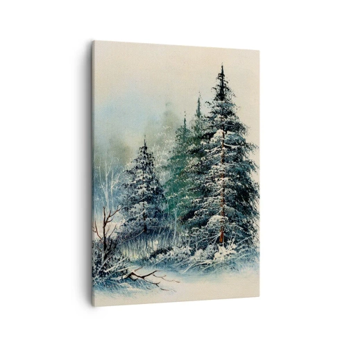 Impression sur toile - Image sur toile - Paysage d'hiver avec des arbres enneigés - 50x70cm - Prêt pour les fêtes - Décoration murale moderne pour le salon et la chambre ARTTOR