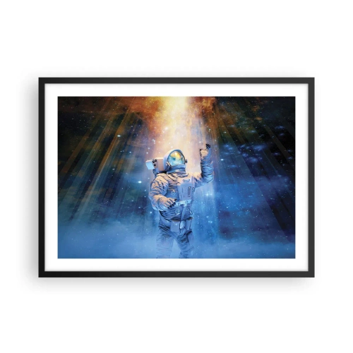 Affiche dans un cadre noir - Poster - Un astronaute à la lumière d'une explosion cosmique pleine d'étoiles - 70x50cm - Enfin arrivé - Décoration murale moderne pour le salon et la chambre ARTTOR