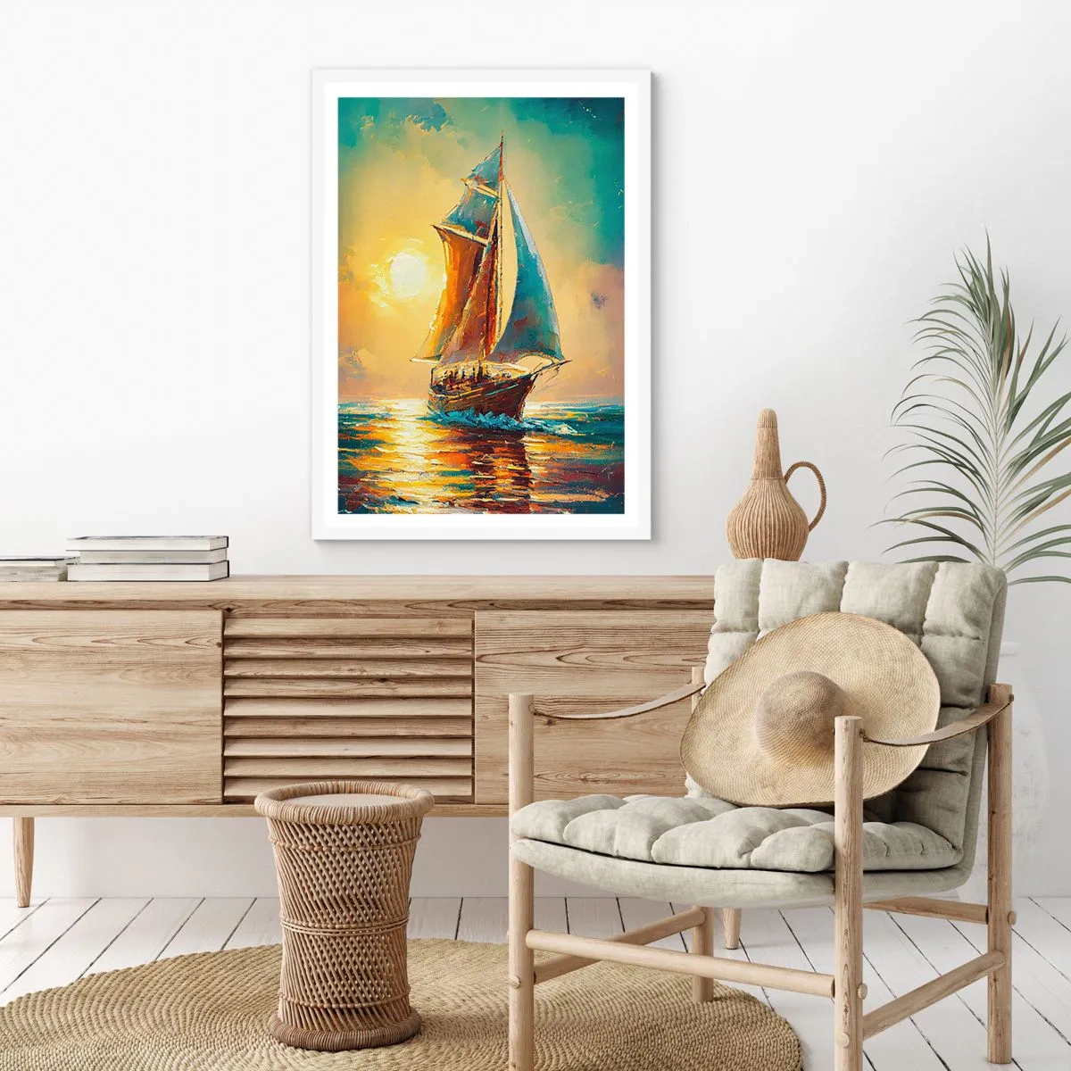 Affiche dans un cadre blanc - Poster - Toutes voiles dehors - 70x100 cm