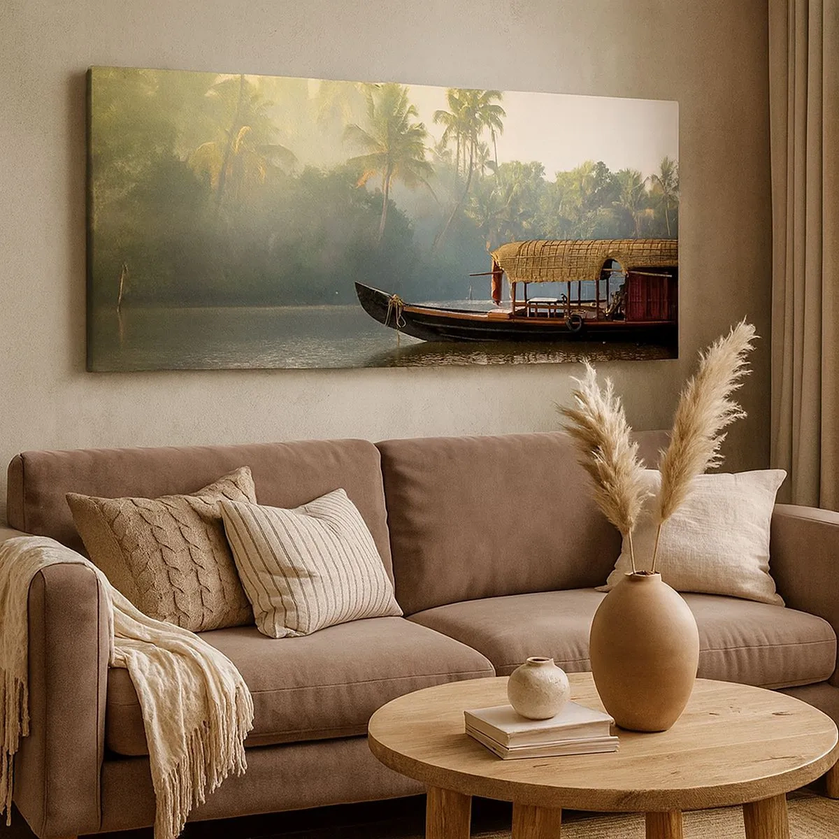Impression sur toile - Image sur toile - Maison sur la rivière - 100x40 cm