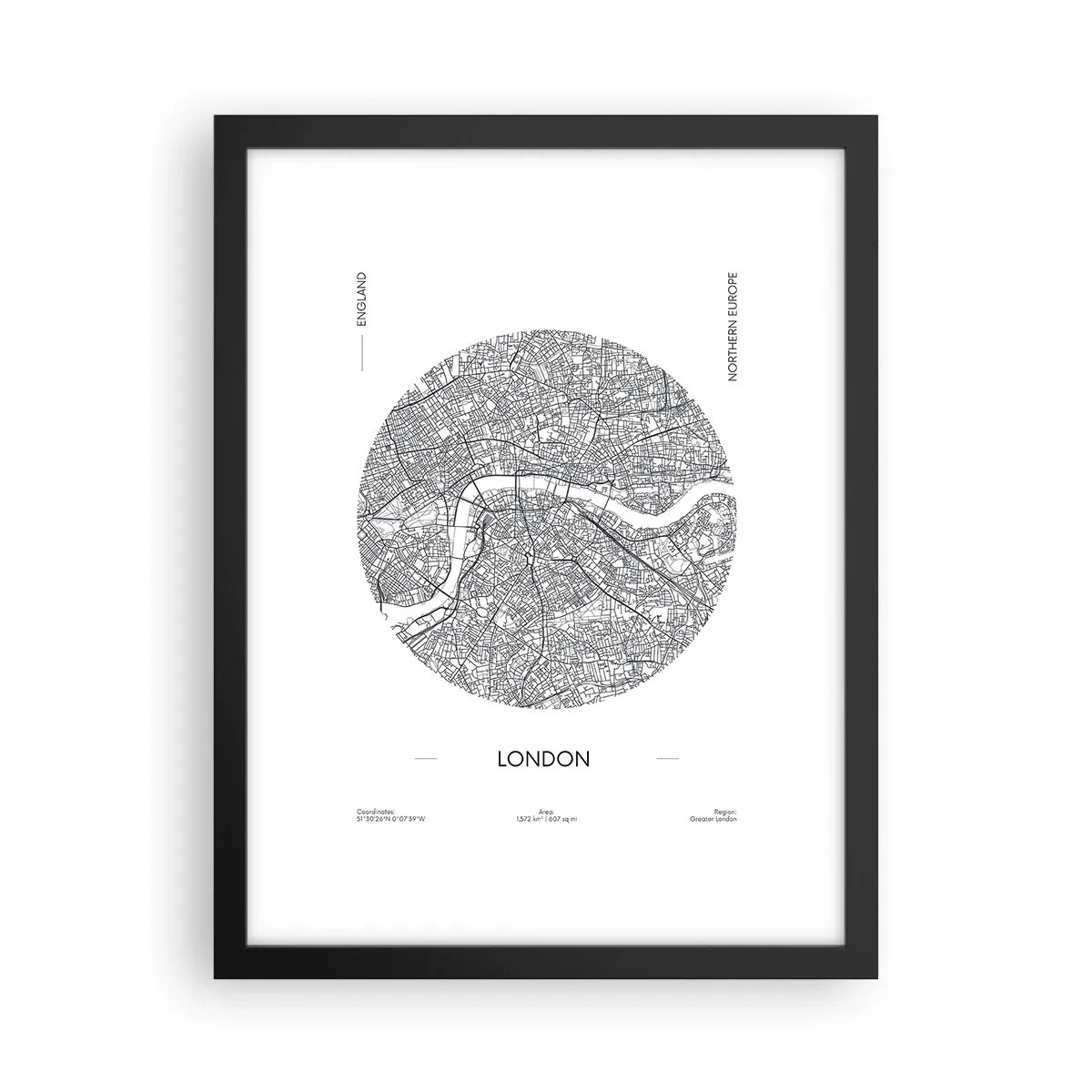 Affiche dans un cadre noir - Poster - Anatomie de Londres - 30x40 cm