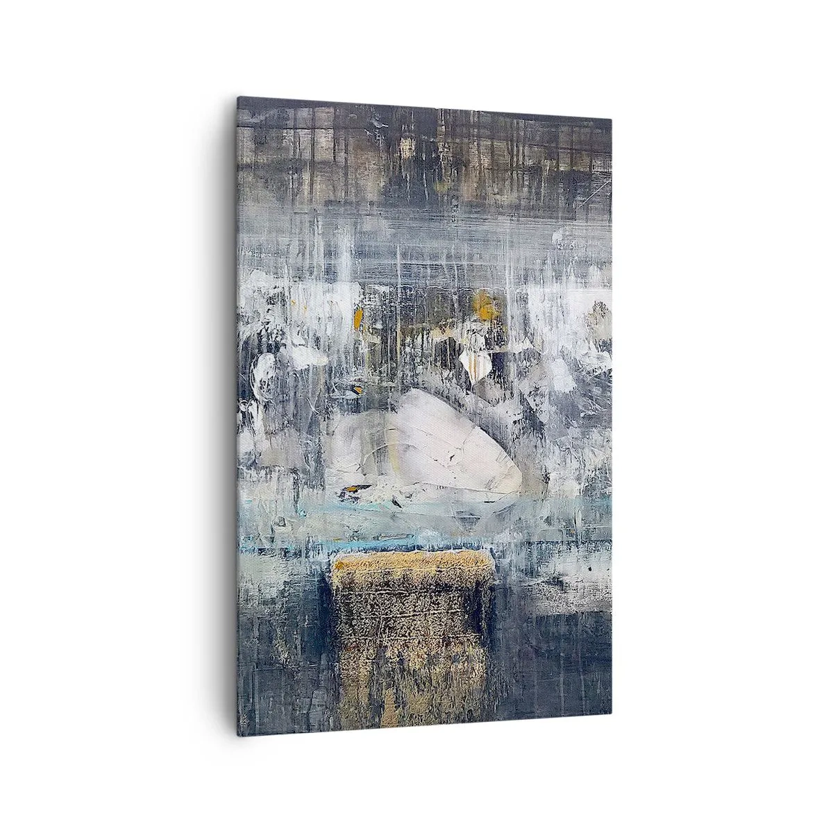 Impression sur toile - Image sur toile - Composition abstraite aux tons froids - 80x120cm - Comme sur la glace, comme après décembre - Décoration murale moderne pour le salon et la chambre ARTTOR