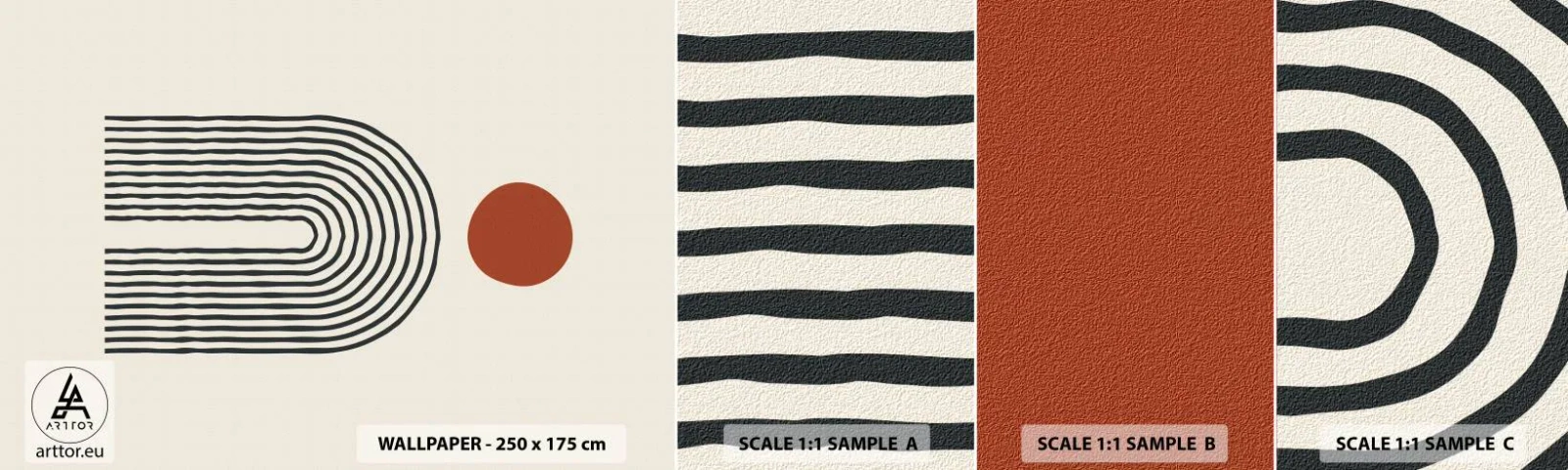 Échantillon De Papier Peint Standard Eco - Le magnétisme des formes et des couleurs - Abstraction, Graphique, Modèle moderne - 100x30 cm