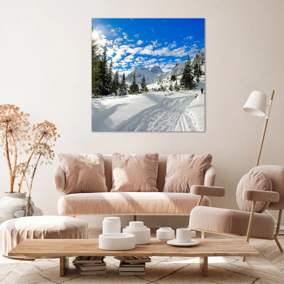 Impression sur toile - Image sur toile - Dans la neige et au soleil - 40x40 cm