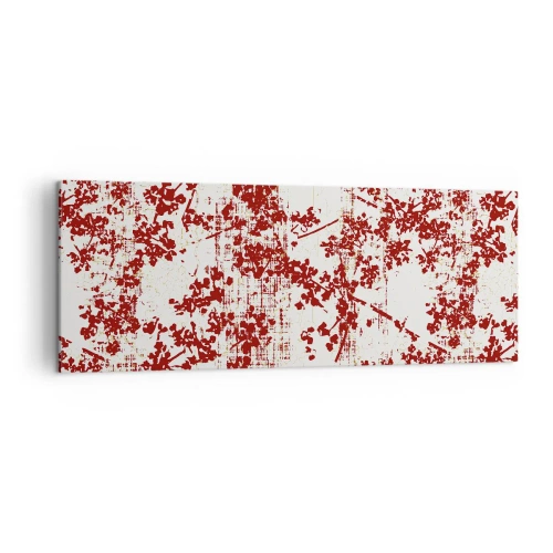 Impression sur toile - Image sur toile - Fleurs rouges sur fond blanc dans un style artistique - 140x50cm - Comme un calicot ancien - Décoration murale moderne pour le salon et la chambre ARTTOR