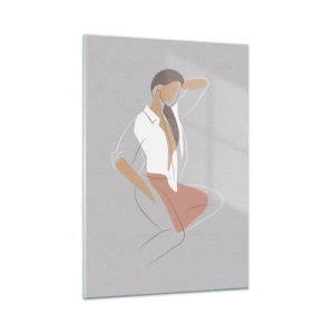 Impression sur verre - Image sur verre - Silhouette de femme dans un style minimaliste - 50x70cm - Contour gracieux - Décoration murale moderne pour le salon et la chambre ARTTOR