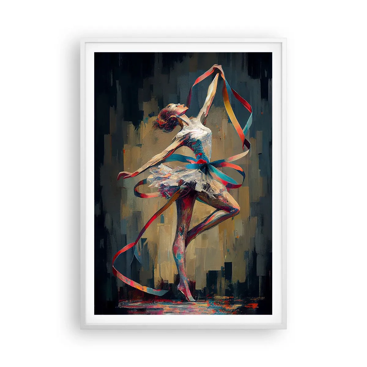Affiche dans un cadre blanc - Poster - Danse du ruban - 70x100 cm