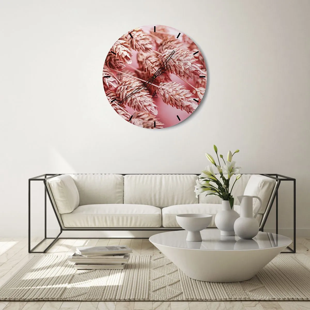 Horloge murale - Pendule murale - Une cascade florale en rose - 40x40 cm