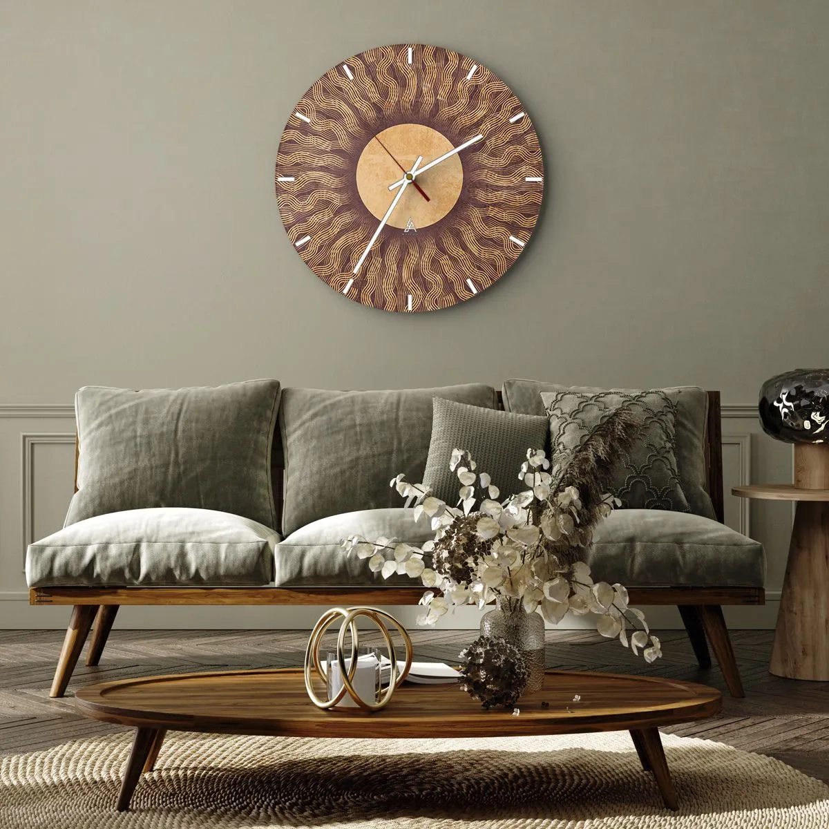 Horloge murale - Pendule murale - Icône du soleil - 40x40 cm