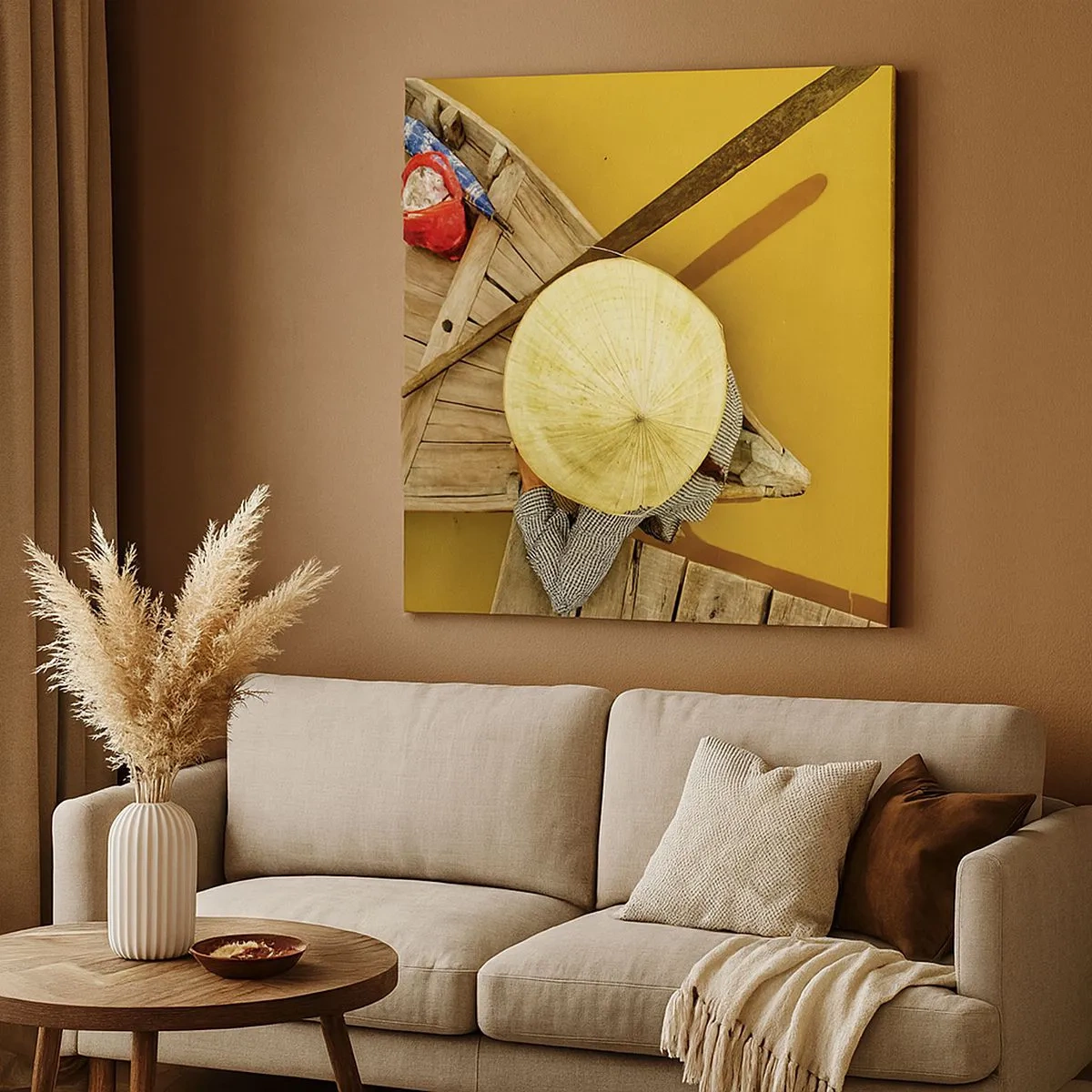 Impression sur toile - Image sur toile - La vie sur le fleuve Jaune - 30x30 cm