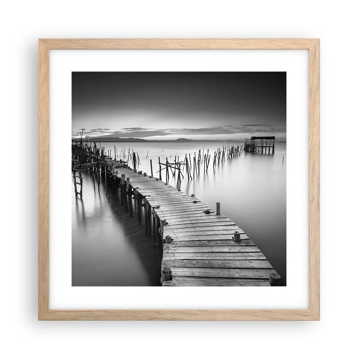 Affiche dans un chêne clair - Poster - La paix d'un rivage oublié - 40x40 cm