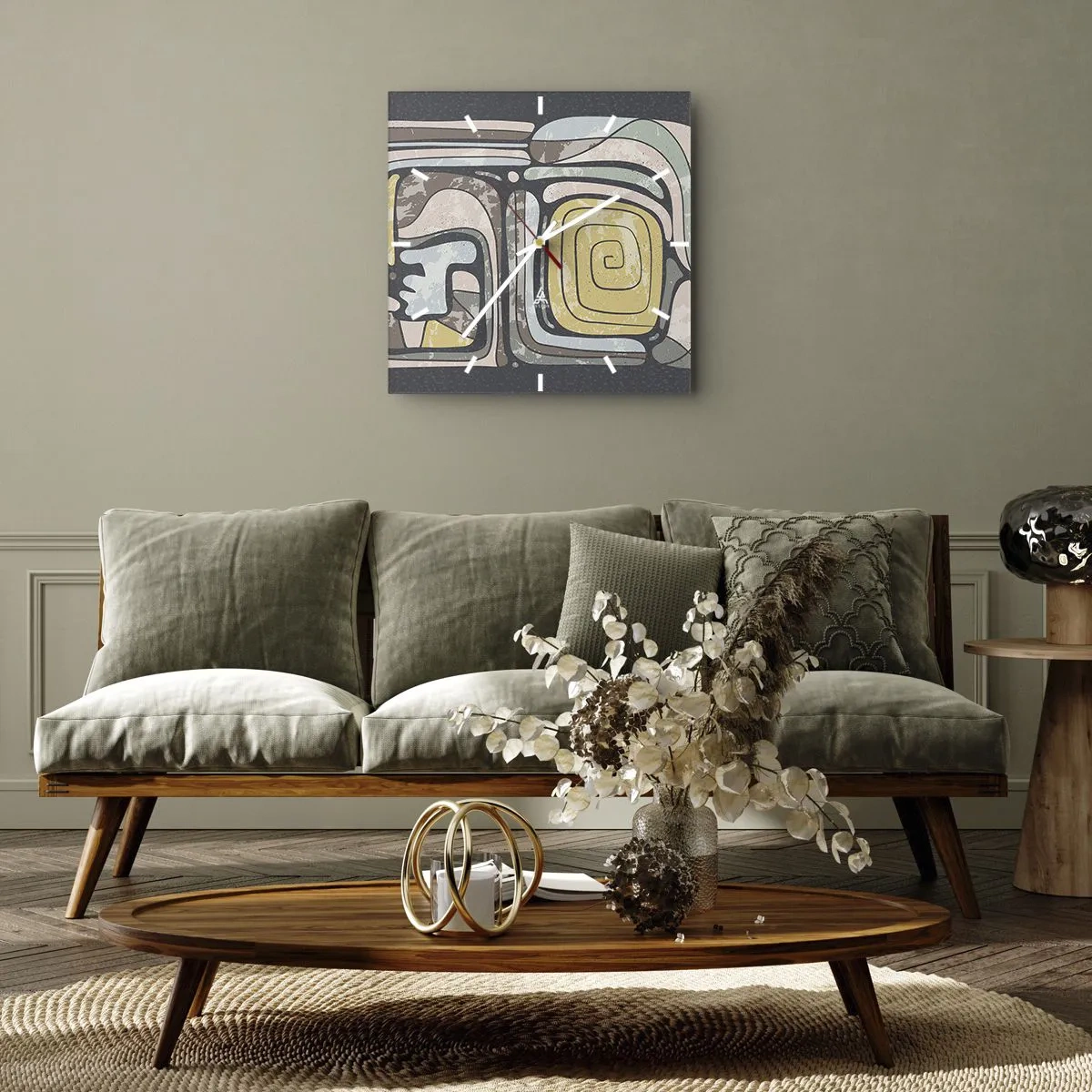 Horloge murale - Pendule murale - L'abstraction dans l'esprit précolombien - 30x30 cm