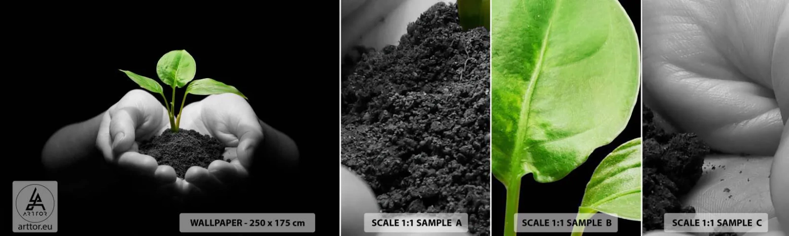 Échantillon de Papier Peint Autocollant Deluxe Sticker - J'aime la nature, je la protège - Nature, Vie, Usine - 100x30 cm