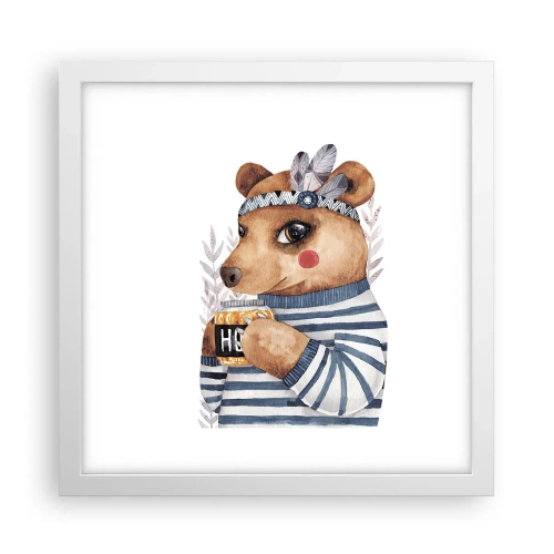 Affiche dans un cadre blanc - Poster - Un nounours trop mignon - 30x30 cm