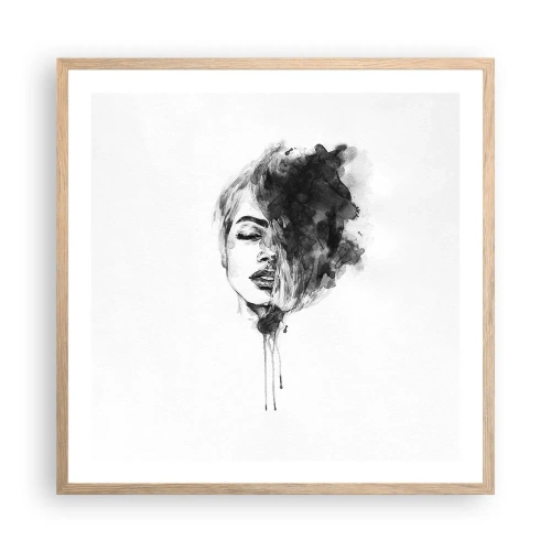 Affiche dans un chêne clair - Poster - De quoi rêve la fille - 60x60 cm