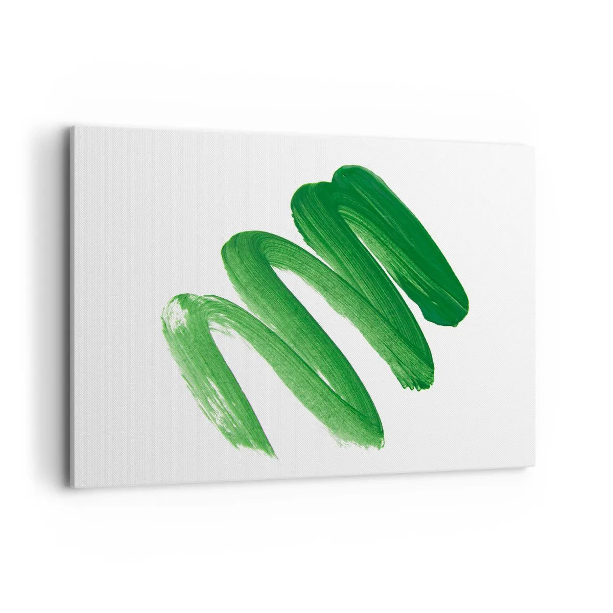 Impression sur toile - Image sur toile - Coup de pinceau abstrait vert sur fond blanc - 100x70cm - Blague verte - Décoration murale moderne pour le salon et la chambre ARTTOR