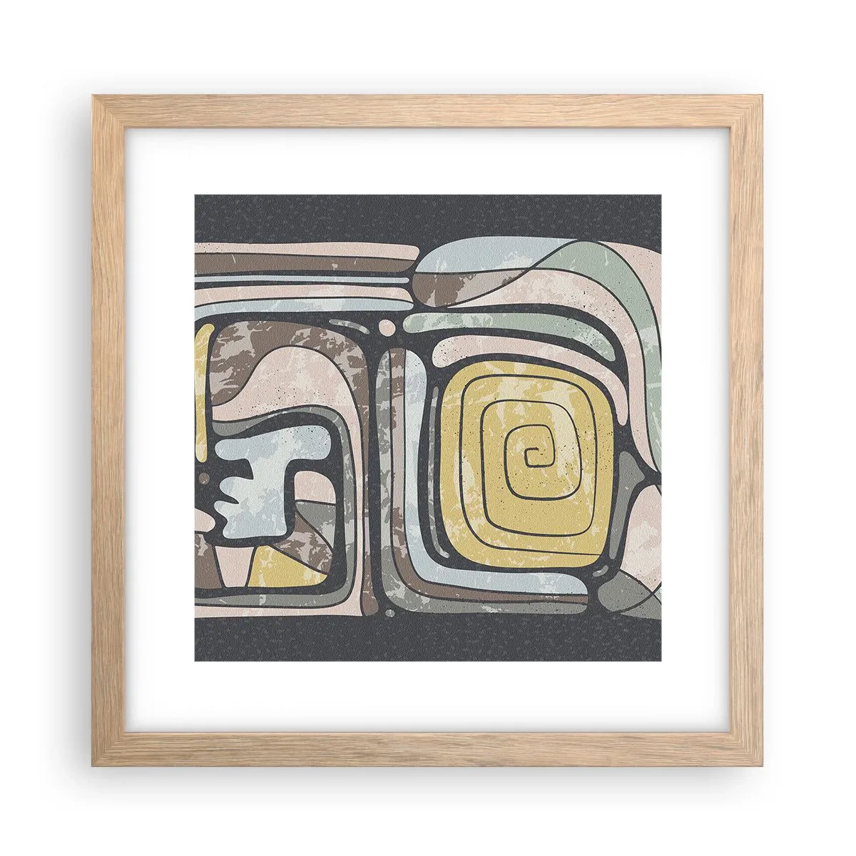 Affiche dans un chêne clair - Poster - L'abstraction dans l'esprit précolombien - 30x30 cm
