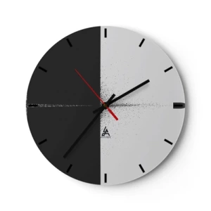 Horloge murale - Pendule murale - Abstraction minimaliste en noir et blanc - 30x30cm - Droit au but - Décoration murale moderne pour le salon, la cuisine et la chambre ARTTOR