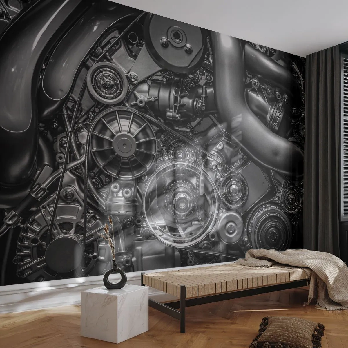 Papier Peint Photo Standard Eco - Poésie mécanique - Moteur, Mécanicien, Métal - 200x140 cm