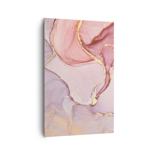 Impression sur toile - Image sur toile - Motifs abstraits délicats dans des tons de rose et d'or - 80x120cm - Caresse de couleurs - Décoration murale moderne pour le salon et la chambre ARTTOR