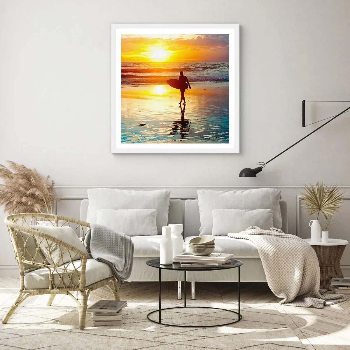 Affiche dans un cadre blanc - Poster - Le retour du guerrier - 40x40 cm