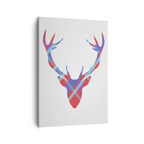 Impression sur toile - Image sur toile - Image géométrique d'un cerf sur fond clair - 50x70cm - Cerf écossais - Décoration murale moderne pour le salon et la chambre ARTTOR