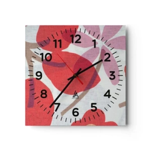 Horloge murale - Pendule murale - Composition florale dans les roses - 40x40 cm