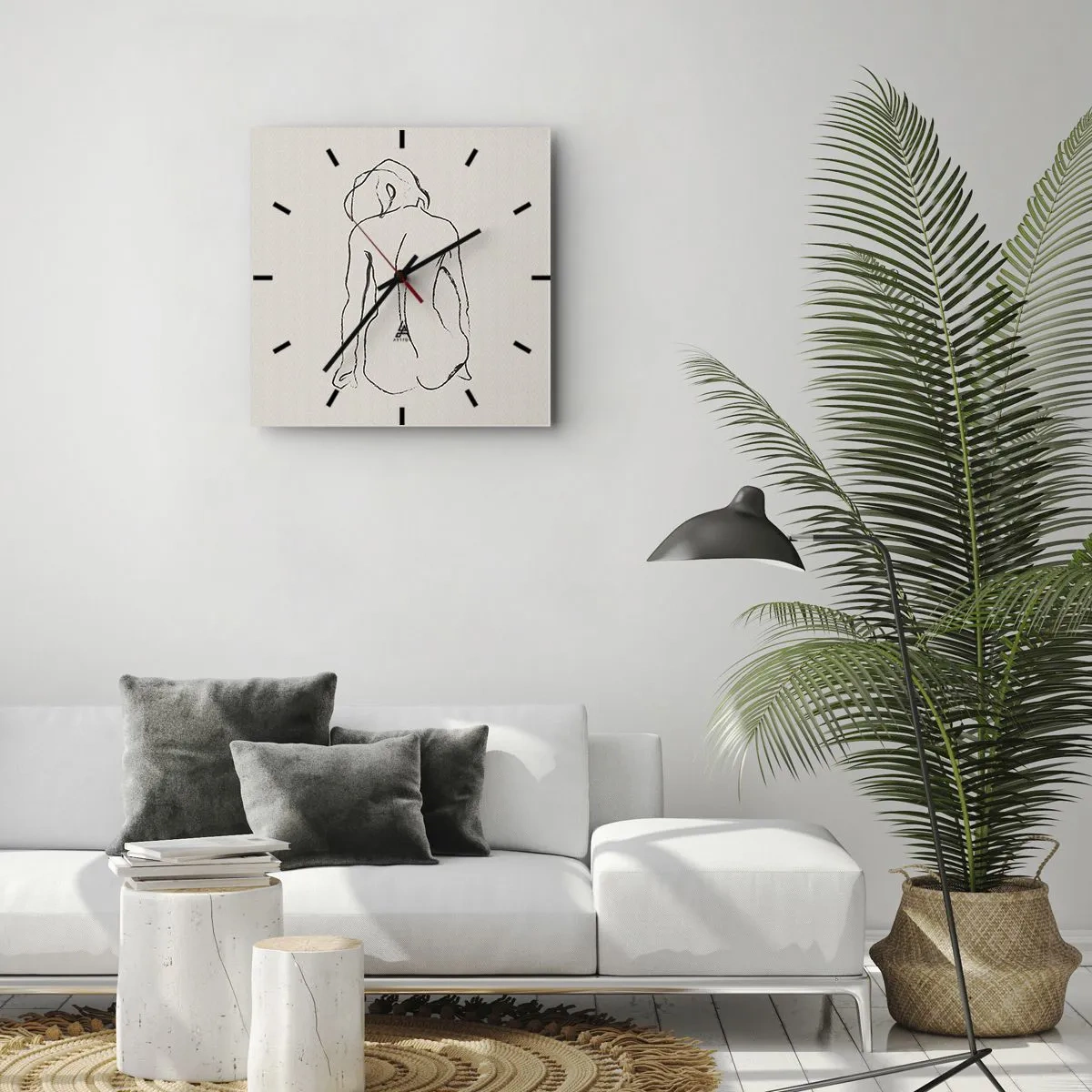 Horloge murale - Pendule murale - Femme nue - 30x30 cm