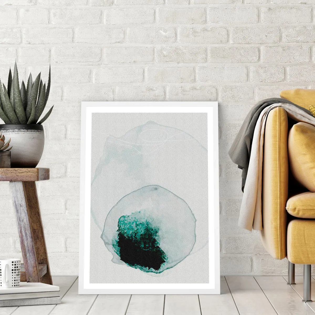 Affiche dans un cadre blanc - Poster - Dans une goutte d'eau - 50x70 cm