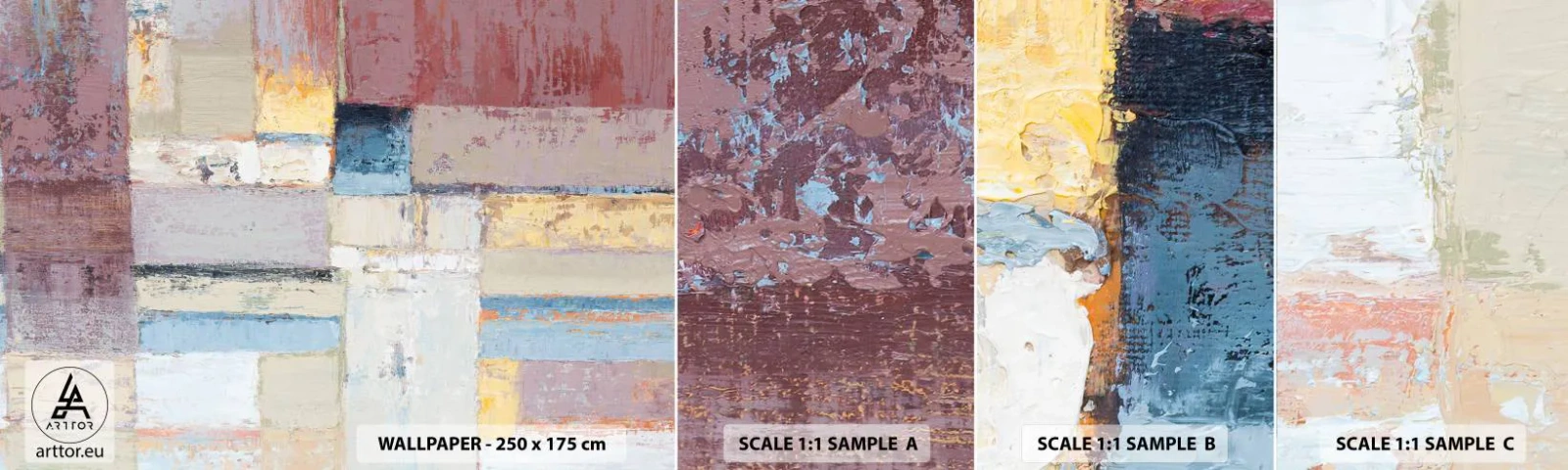 Échantillon De Papier Peint Standard Eco - Le calme de la géométrie - Abstraction, Pastel, Minimaliste - 100x30 cm