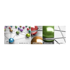 Échantillon De Papier Peint Standard Eco - Toile d'araignée cosmique - Abstraction, Boules de métal, 3D - 100x30 cm