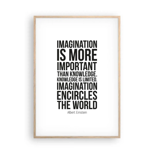 Affiche dans un chêne clair - Poster - Einstein sur le pouvoir de l'imagination - 70x100 cm