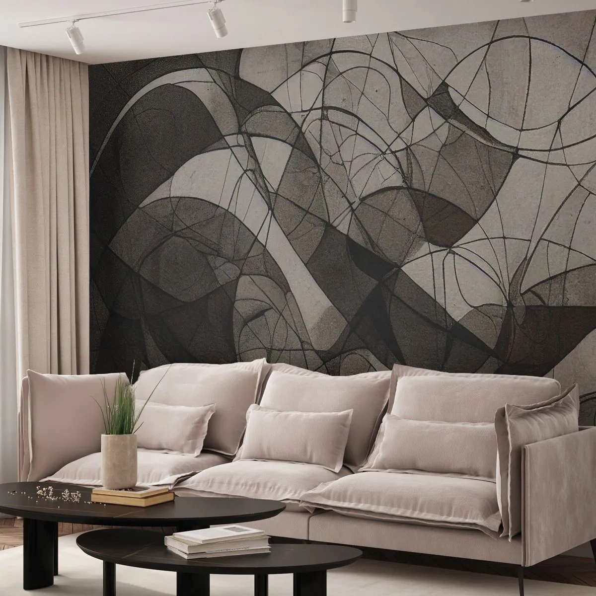 Papier Peint Photo Premium Canvas - Circulation des couleurs de la terre - Morceau, Contemporain, Crayon - 400x280 cm