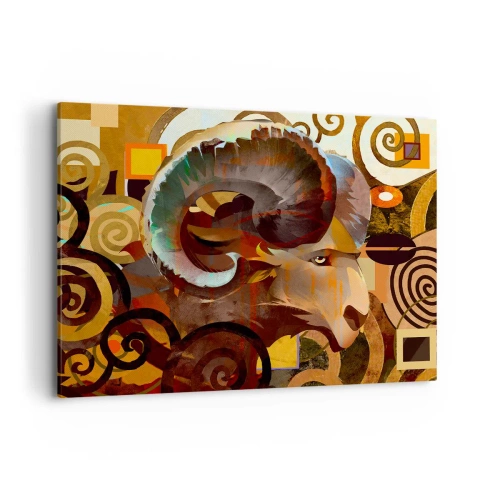 Impression sur toile - Image sur toile - Un bélier symbolique dans une composition abstraite - 120x80cm - Magie - religions - rituels - Décoration murale moderne pour le salon et la chambre ARTTOR
