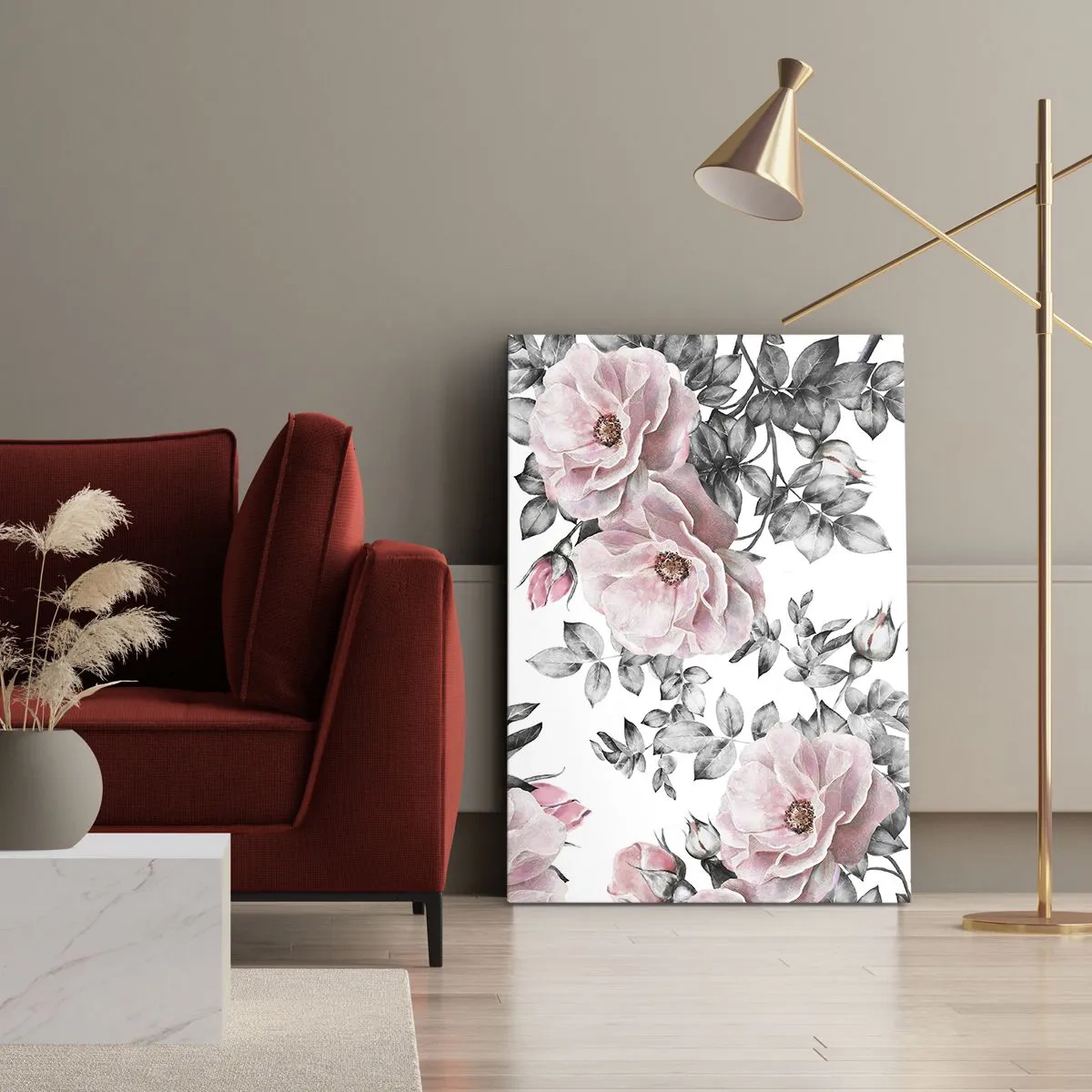 Impression sur toile - Image sur toile - Se perdre dans les fleurs des roses - 55x100 cm
