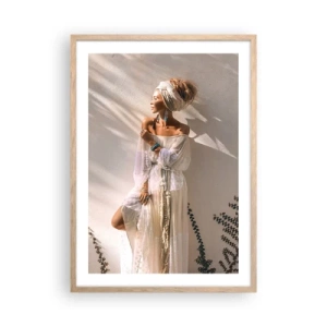 Affiche dans un chêne clair - Poster - Le soleil et la fille - 50x70 cm