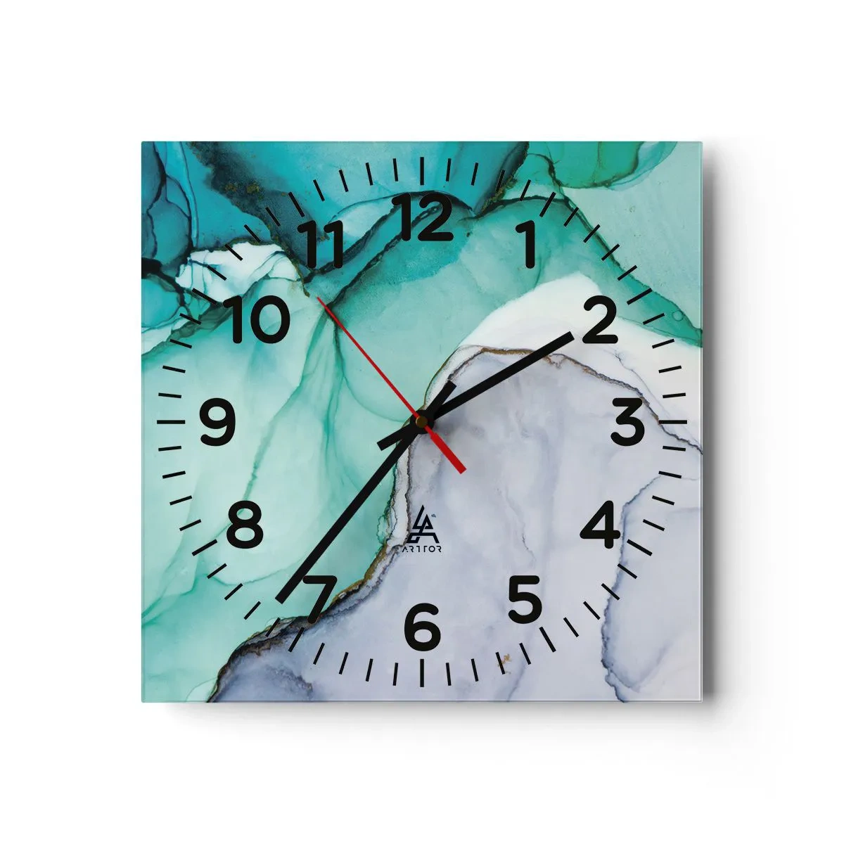 Horloge murale - Pendule murale - Étude de turquoise - 30x30 cm