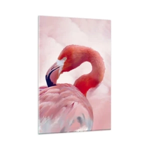 Impression sur verre - Image sur verre - Un flamant rose aux tons roses sur fond clair - 80x120cm - Beauté des oiseaux - Décoration murale moderne pour le salon et la chambre ARTTOR