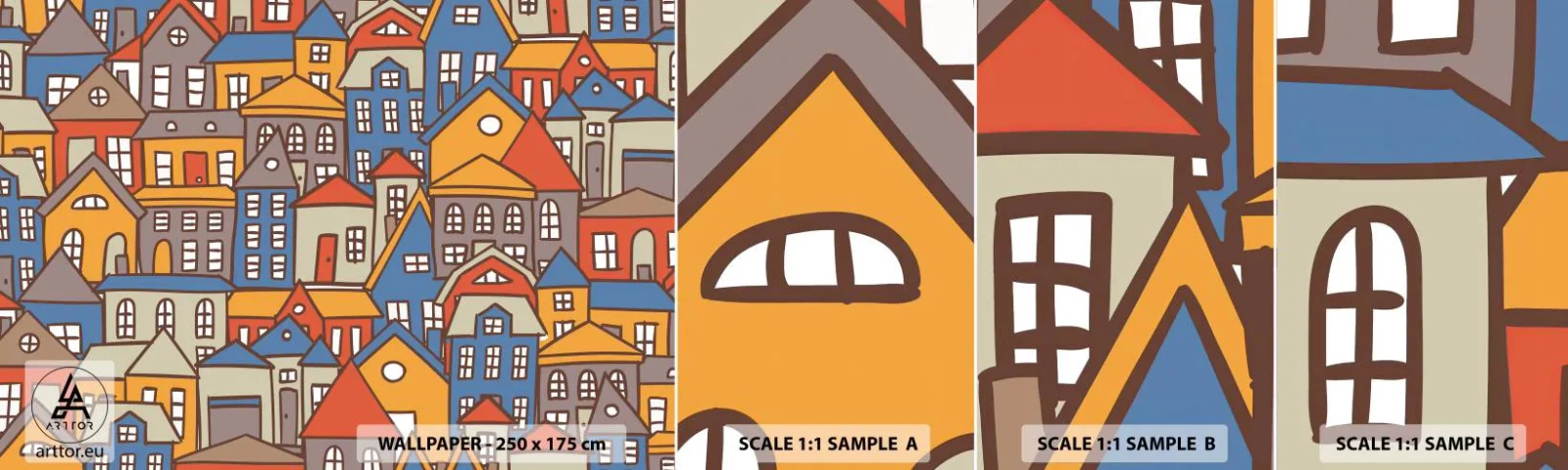 Échantillon De Papier Peint Standard Eco - Derrière la maison, une maison - Ville, Architecture, Vieille ville - 100x30 cm