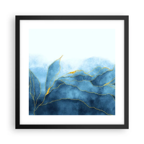 Affiche dans un cadre noir - Poster - Bleu doré - 40x40 cm