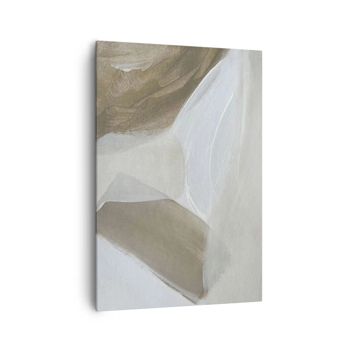 Impression sur toile - Image sur toile - Abstraction délicate dans les tons beige et blanc - 70x100cm - Une vague de blanc - Décoration murale moderne pour le salon et la chambre ARTTOR